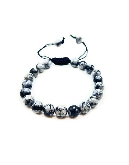 Snowflake Obsidian - 8mm beads, adjustable bracelet
