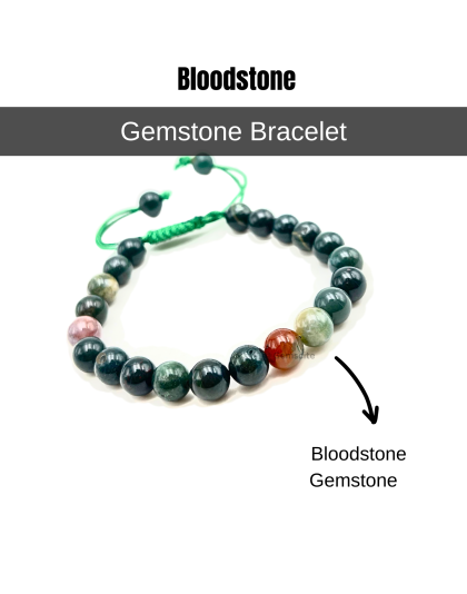 Blood Stone - 8mm beads, adjustable bracelet