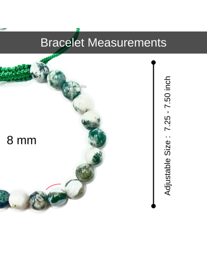 Tree Agate - 8mm beads, adjustable bracelet