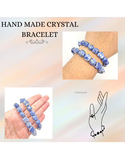 Sodalite - 8mm beads, tumbal stretchable bracelet