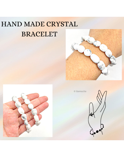 Howlite  - 8mm beads, tumbal stretchable bracelet