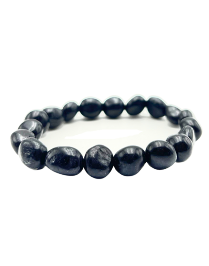 Black Tourmaline - 8mm beads, tumbal stretchable bracelet