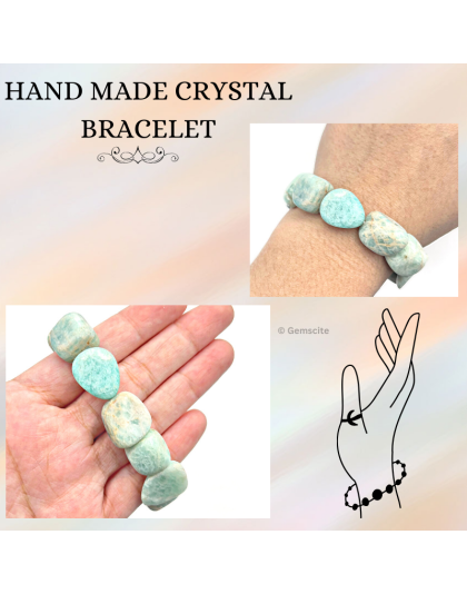 Amazonite tumbal bracelet - 8mm beads, tumbal stretchable bracelet
