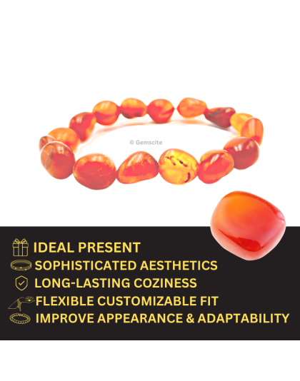 Carnelian - 8mm beads, tumbal stretchable bracelet