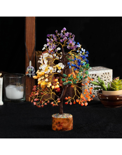 7-Chakra -300 chips (Golden Wire) Tree