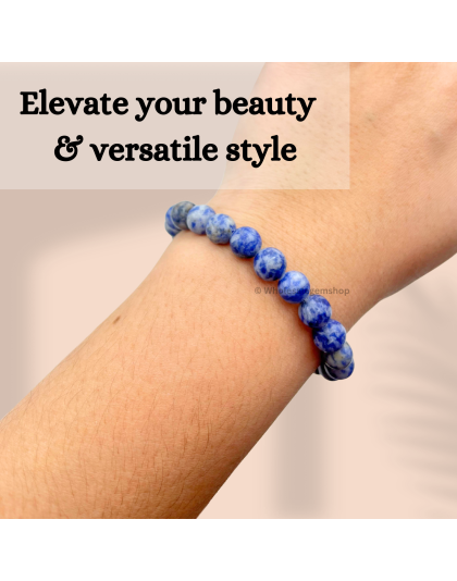 Sodalite - 8mm beads, stretchable bracelet