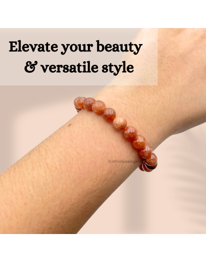 Sunstone - 8mm beads, stretchable bracelet