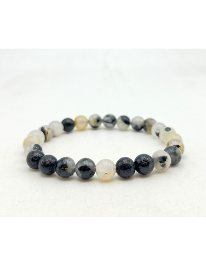 Black Rutile - 8mm beads, stretchable bracelet