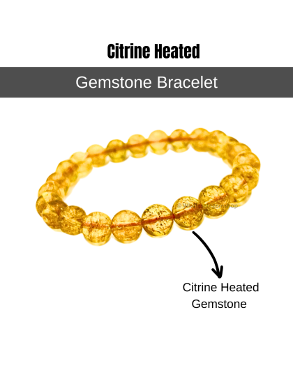 Citrine Heated - 8mm beads, stretchable bracelet