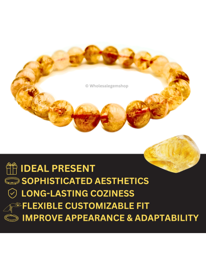 Citrine- 8mm beads, adjustable bracelet