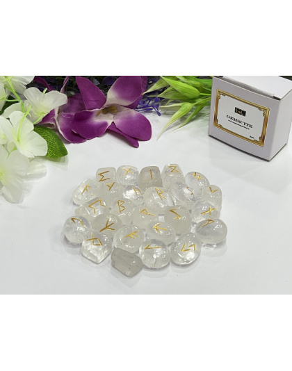 Clear Crystal Quartz Rune Set