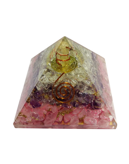 Rose,Amethsyt,Clear Quartz  Tree Of Life Orgone Pyramid