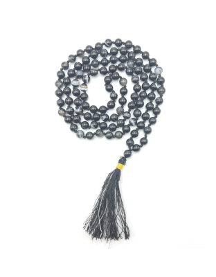 Black Bonded Agate Jap Mala