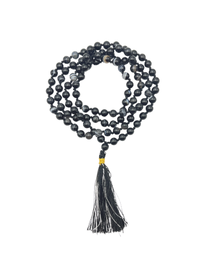 Black Bonded Agate Jap Mala