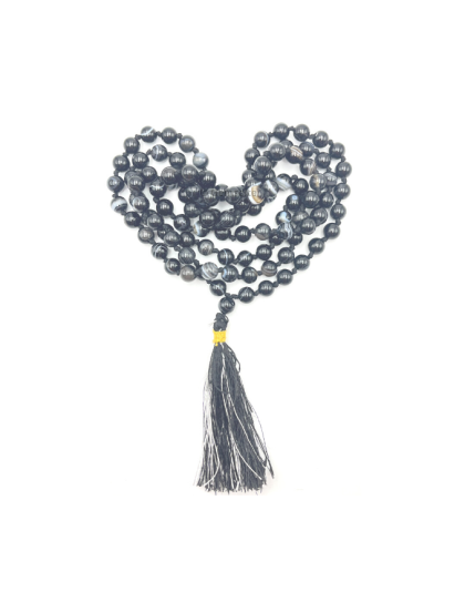Black Bonded Agate Jap Mala