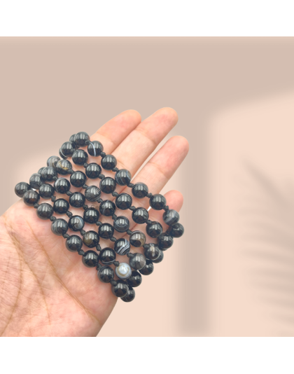 Black Bonded Agate Jap Mala