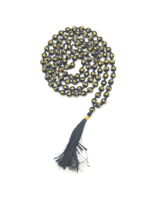 Black Agate Om Jap Mala