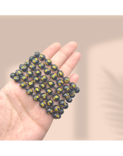 Black Agate Om Jap Mala