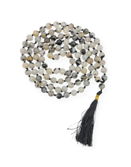 Black Rutilated Quartz Jap Mala
