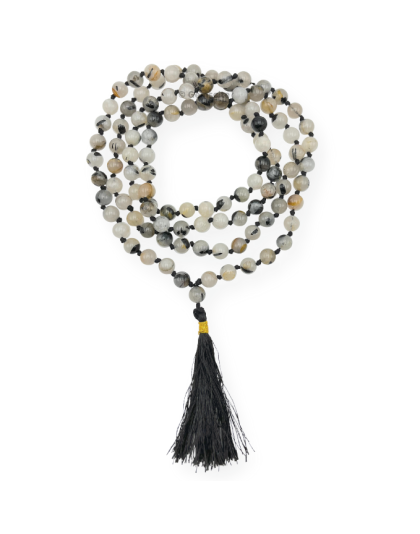 Black Rutilated Quartz Jap Mala