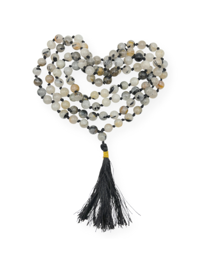 Black Rutilated Quartz Jap Mala