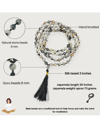 Black Rutilated Quartz Jap Mala