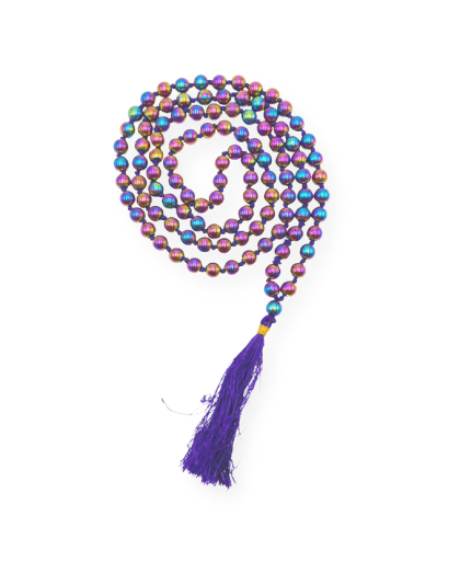 Blue Peacock Hematite Jap Mala
