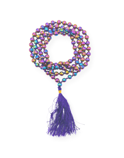 Blue Peacock Hematite Jap Mala
