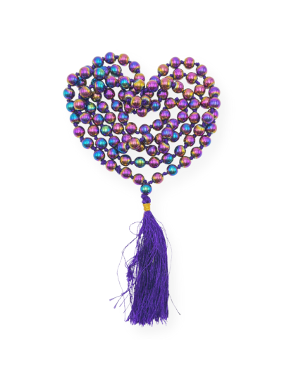 Blue Peacock Hematite Jap Mala