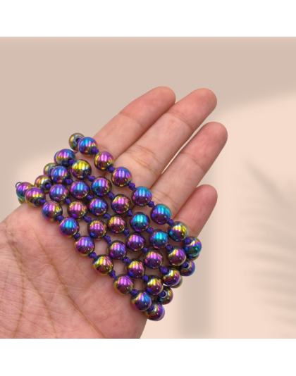 Blue Peacock Hematite Jap Mala