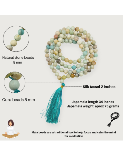 Amazonite Jap Mala (Hand Knotted)