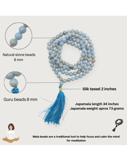 Angelite Jap Mala (Hand Knotted)