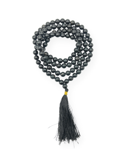Black Agate Jap Mala (Hand Knotted)