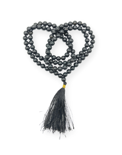 Black Agate Jap Mala (Hand Knotted)