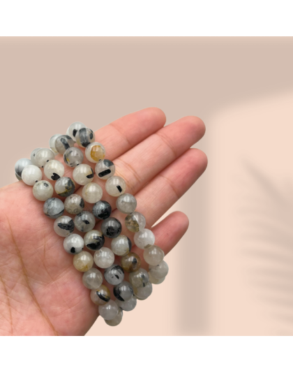 Black Rutilated Quartz Jap Mala (Hand Knotted)