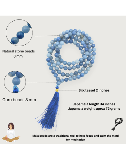 Blue Aventurine Jap Mala (Hand Knotted)