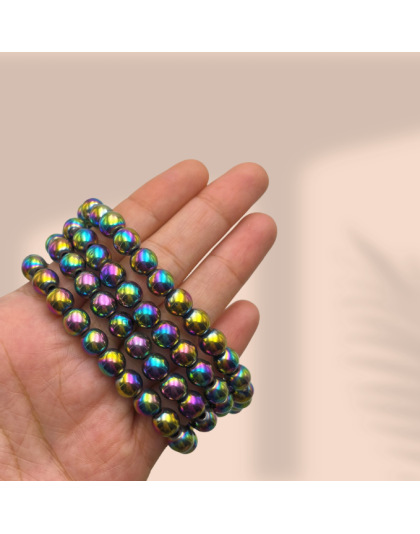 Blue Peacock Hematite Jap Mala (Hand Knotted)