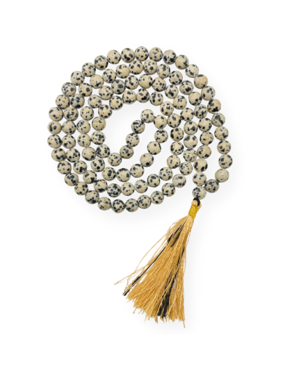 Dalmatian Jasper Jap Mala (Hand Knotted)