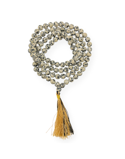 Dalmatian Jasper Jap Mala (Hand Knotted)
