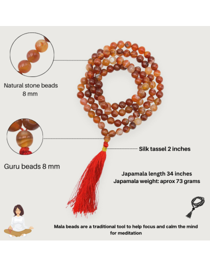 Carnelian Jap Mala (Hand Knotted)