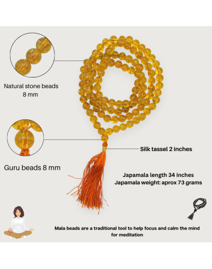Citrine Jap Mala (Hand Knotted)