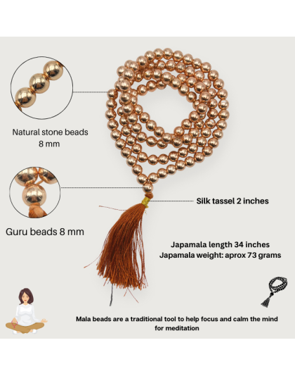 Copper Hematite Jap Mala (Hand Knotted)