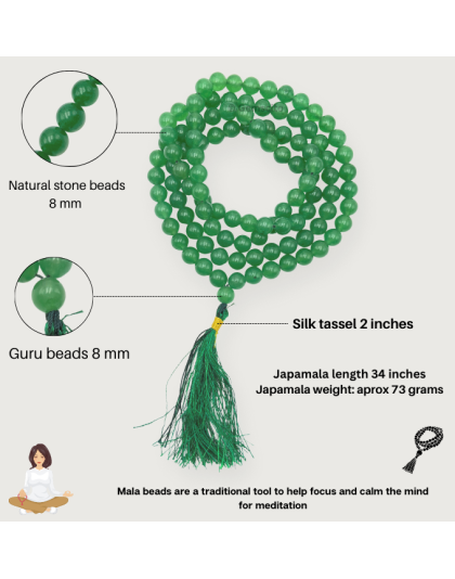 Green Aventurine Jap Mala (Hand Knotted)