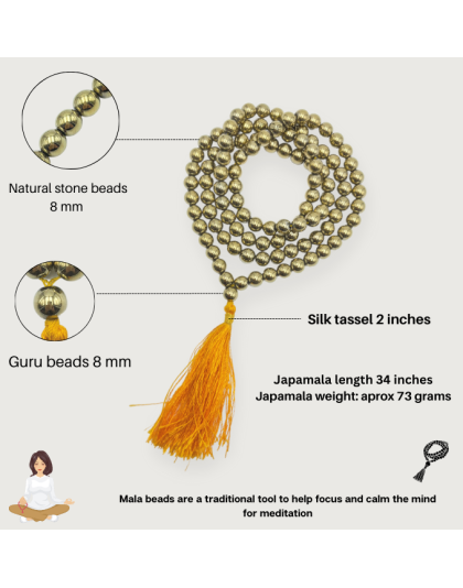 Golden Hematite Jap Mala (Hand Knotted)