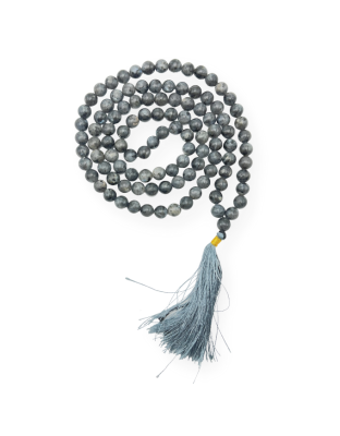 Larvikite Black Labradorite Jap Mala (Hand Knotted)