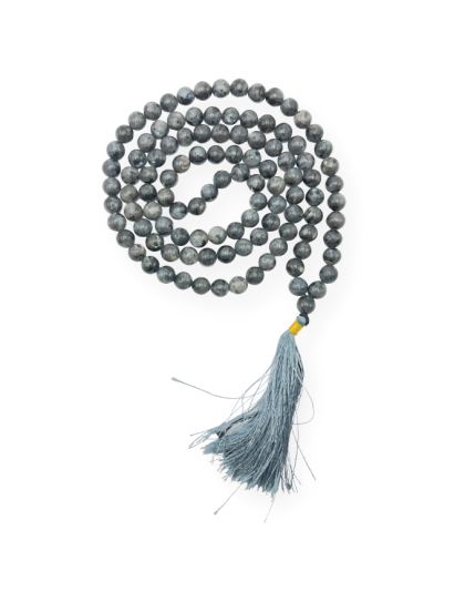 Larvikite Black Labradorite Jap Mala (Hand Knotted)