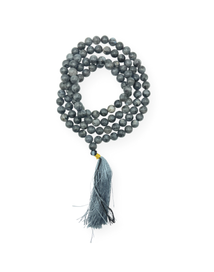 Larvikite Black Labradorite Jap Mala (Hand Knotted)