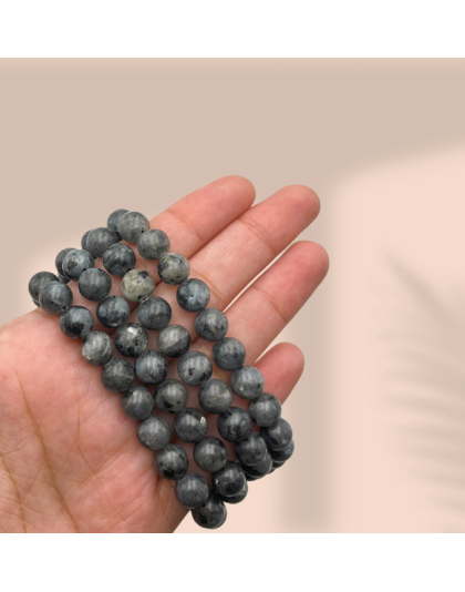 Larvikite Black Labradorite Jap Mala (Hand Knotted)