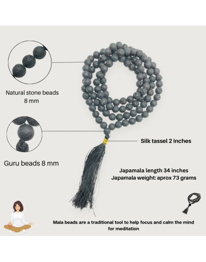 Lava Stone Jap Mala (Hand Knotted)