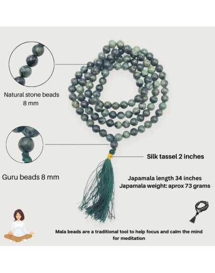 Kambaba Jasper Jap Mala (Hand Knotted)